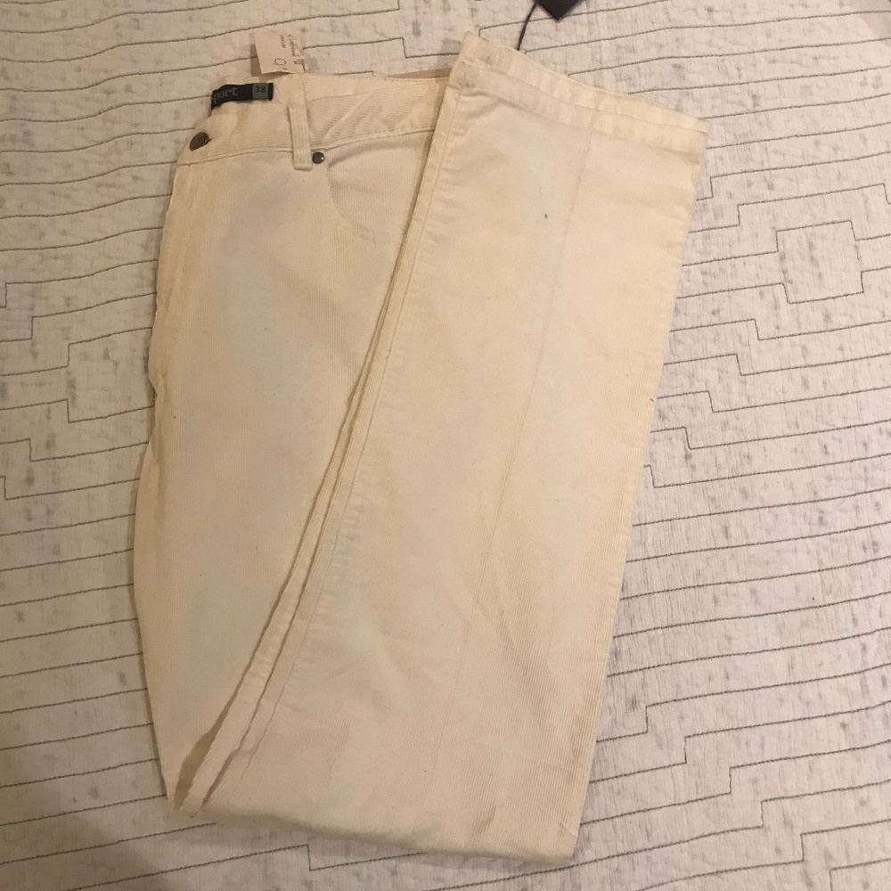 Zegna Sport White Straight Leg Corduroy Pants